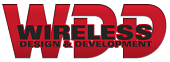 Logo with large red letters "WDD" and the words "Wireless Design & Development" in bold black and red text across the center.