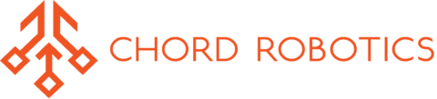 Logo for Chord Robotics featuring an abstract orange geometric design resembling interconnected arrows or circuitry, with the company name "CHORD ROBOTICS" in uppercase orange letters to the right.