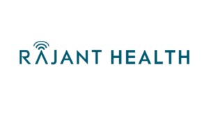The image shows the "Rajant Health" logo with stylized text; the dot above the letter "J" resembles a wireless signal icon. The text is blue on a white background.